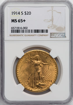 1914-S $20 NGC Plus Saint-Gaudens Double Eagle NGC MS65+