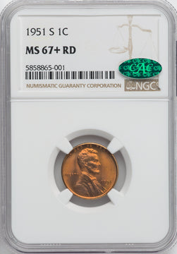 1951-S 1C NGC Plus Lincoln Cent NGC MS67+