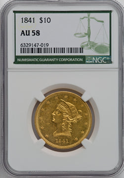 1841 $10 Liberty Eagle NGC AU58