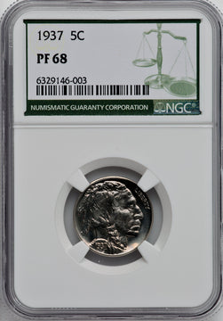 1937 5C Green Label Proof Buffalo Nickel NGC PR68 (757007017)
