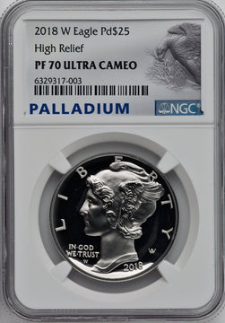 2018-W $25 Palladium Silver Foil NGC PF70
