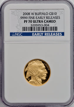 2008-W $10 Buffalo Quarter-Ounce Gold Early Releases NGC PF70