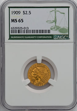 1909 $2.50 Indian Quarter Eagle NGC MS65