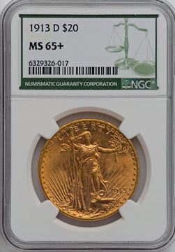 1913-D $20 NGC Plus Saint-Gaudens Double Eagle NGC MS65+