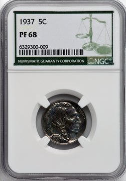 1937 5C Green Label Proof Buffalo Nickel NGC PR68