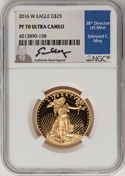 2016-W $25 Half-Ounce Gold Eagle 30th Anniversary NGC PF70 Moy Signed