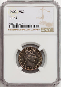 1902 25C Proof Barber Quarter NGC PR62