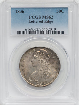 1836 50C Letter Edge Bust Half Dollar PCGS MS62