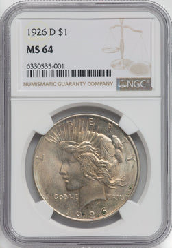 1926-D $1 Peace Dollar NGC MS64