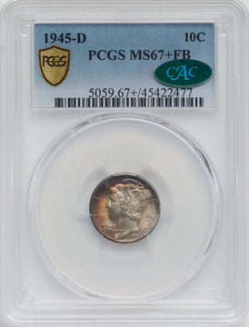 1945-D 10C FB CAC Mercury Dime PCGS MS67+