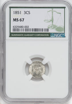 1851 3CS Three Cent Silver NGC MS67