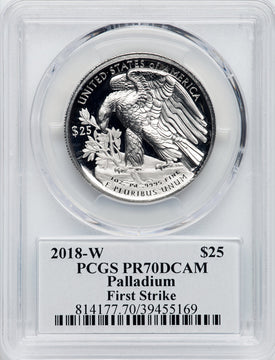 2018-W $25 Palladium First Strike Cleveland Blue Eagle PCGS PR70