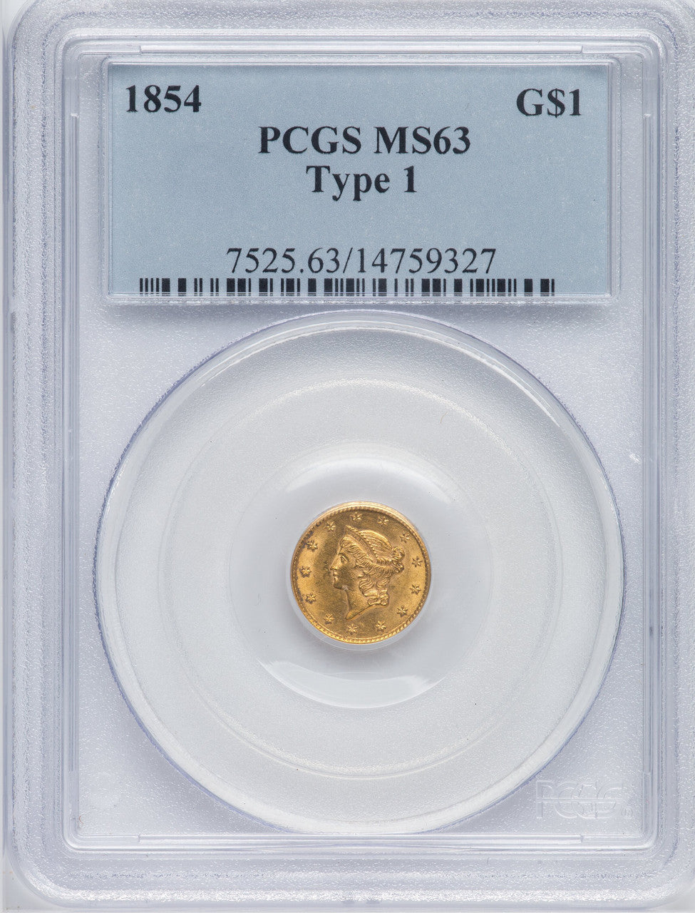 1854 G$1 Type One Gold Dollar PCGS MS63 | LCR Coin