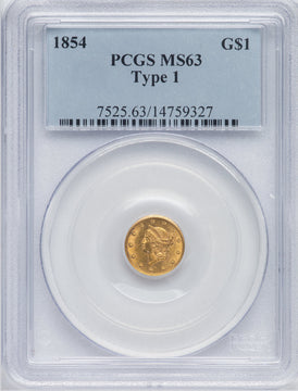1854 G$1 Type One Gold Dollar PCGS MS63