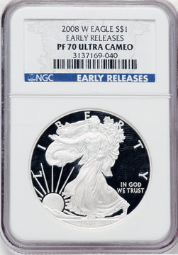 2008-W S$1 Silver Eagle First Strike NGC PF70