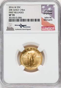 2016-W 25C Standing Liberty Quarter-Ounce Gold 100th Anniversary First Strike NGC MS70