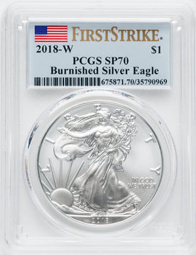 2018-W S$1 Silver Eagle Burnished First Strike SP PCGS MS70