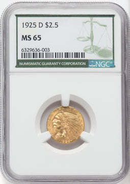 1925-D $2.50 Green Label Indian Quarter Eagle NGC MS65 (757922003)