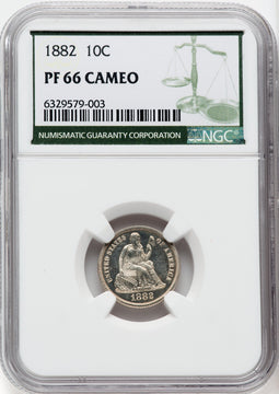 1882 10C CA Proof Seated Dime NGC PR66