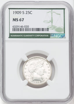 1909-S 25C Barber Quarter NGC MS67