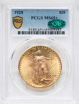 1928 $20 CAC Saint-Gaudens Double Eagle PCGS MS65+ 1928 $20 CAC Saint-Gaudens Double Eagle PCGS MS65+