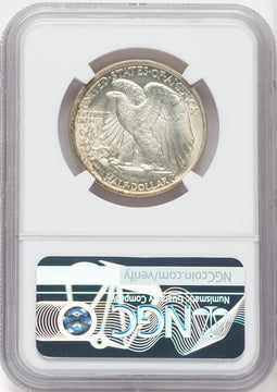 1916 50C Green Label Walking Liberty Half Dollar NGC MS66