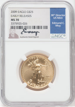 2009 $25 Half-Ounce Gold Eagle First Strike NGC MS70 Ed Moy Signed
