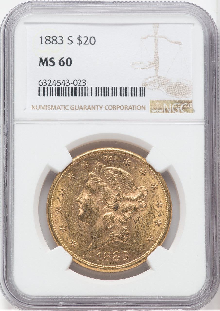 1883-S $20 Liberty Double Eagle NGC MS60 | LCR Coin