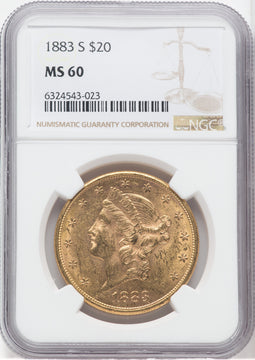 1883-S $20 Liberty Double Eagle NGC MS60