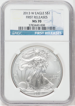 2013-W Silver Eagle Burnished First Releases NGC MS70