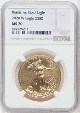 2020-W $50 One Ounce Gold Eagle Burnished NGC MS70