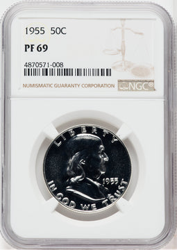 1955 50C Proof Franklin Half Dollar NGC PR69