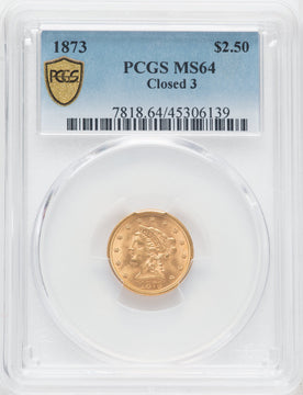 1873 $2.50 Closed 3 Liberty Quarter Eagle PCGS MS64