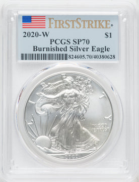 2020-W S$1 Silver Eagle Burnished First Strike SP PCGS MS70