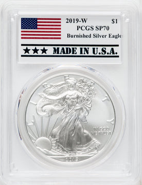 2019-W S$1 Silver Eagle Burnished PCGS SP70