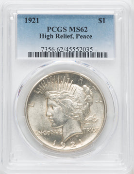 1921 $1 Peace Dollar PCGS MS62