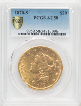 1870-S $20 Liberty Double Eagle PCGS AU58