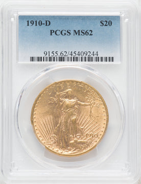 1910-D $20 Saint-Gaudens Double Eagle PCGS MS62
