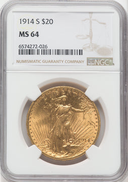 1914-S $20 Saint-Gaudens Double Eagle NGC MS64