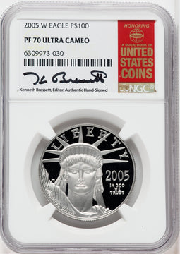 2005-W $100 One-Ounce Platinum Eagle Statue of Liberty NGC PF70