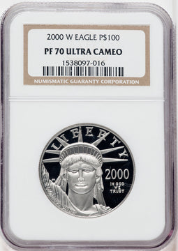 2000-W $100 One-Ounce Platinum Eagle Statue of Liberty NGC PF70
