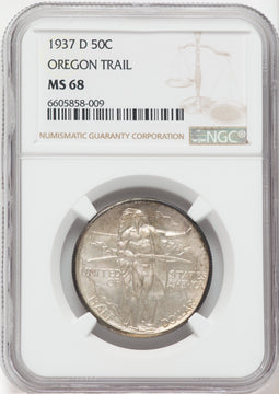 1937-D 50C Oregon Commemorative Silver NGC MS68