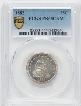 1882 25C Proof Seated Quarter PCGS PR65