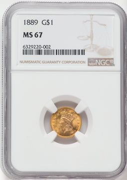 1889 G$1 Gold Dollar NGC MS67