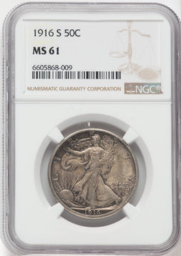 1916-S 50C Walking Liberty Half Dollar NGC MS61