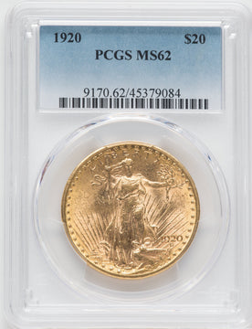 1920 $20 Saint-Gaudens Double Eagle PCGS MS62