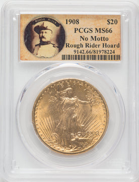 1908 $20 NO MOTTO Saint-Gaudens Double Eagle PCGS MS66