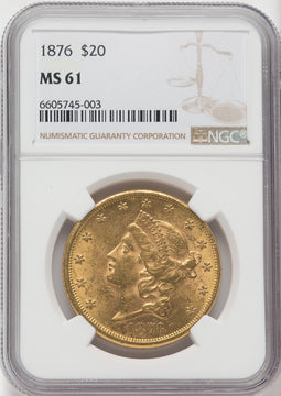 1876 $20 Liberty Double Eagle NGC MS61