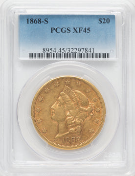 1868-S $20 Liberty Double Eagle PCGS XF45