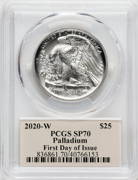 2020-W $25 Palladium First Day of Issue Thomas Cleveland PCGS MS70